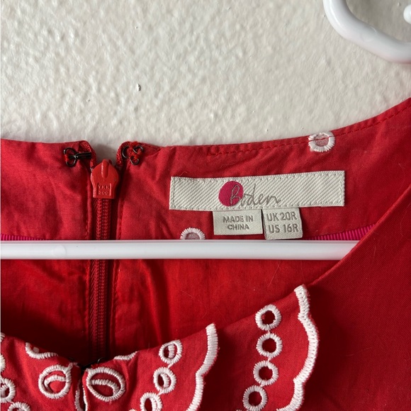 Boden Lucinda Broderie Red Sleeveless Embroidered Dress - Picture 5 of 9